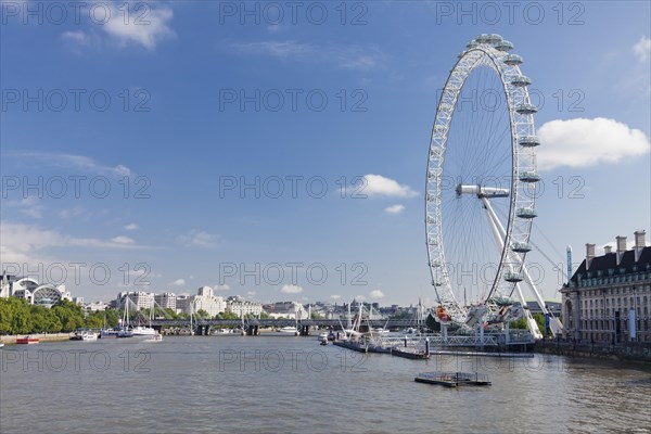 London Eye ferris wheel and County Hall