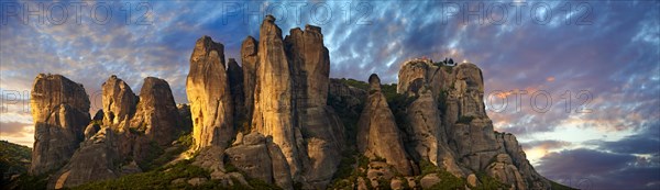 Meteora mountain range with Greek Orthodox monastries on top