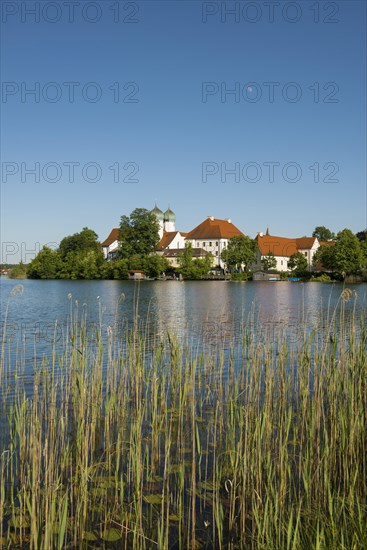 Seeon Abbey in Seeoner See lake