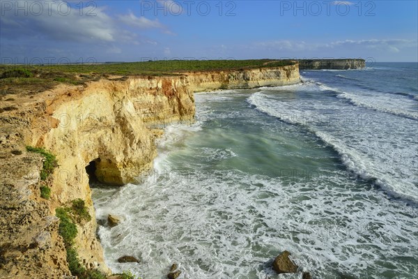 Cliffs with caves