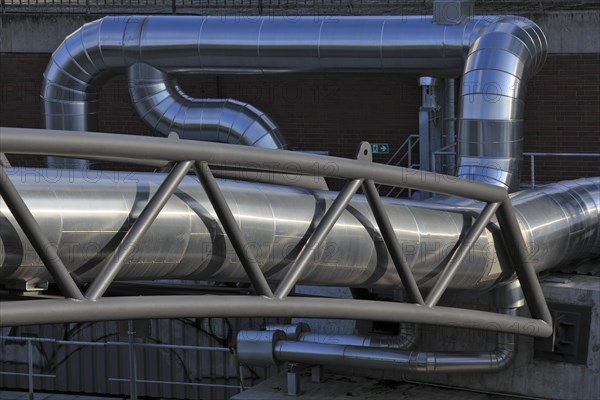 District heating pipeline on a pipeline bridge over the Berlin-Spandau Ship Canal