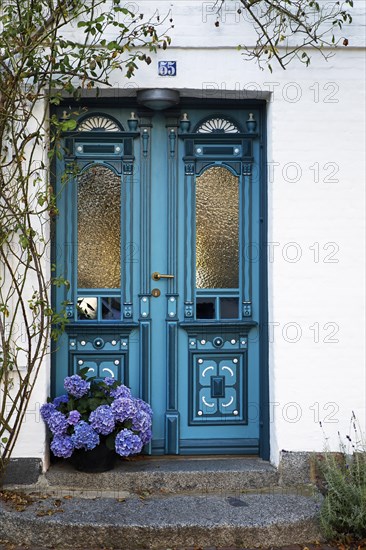 Historical house with decorative wooden door