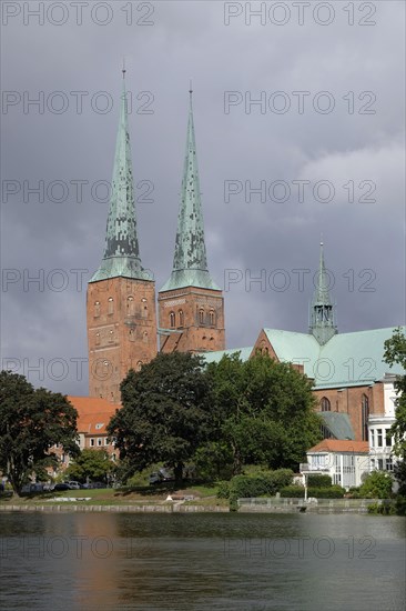 Lubeck Cathedral on Muhlenteich pond