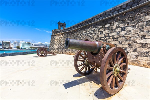 Old cannon outside the castle Castillo de San Gabriel
