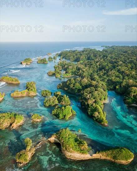 Coastal area with many small forested islands