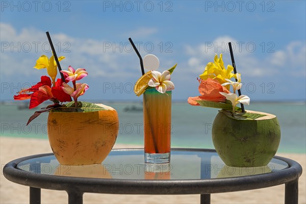 Cocktails served in coconuts