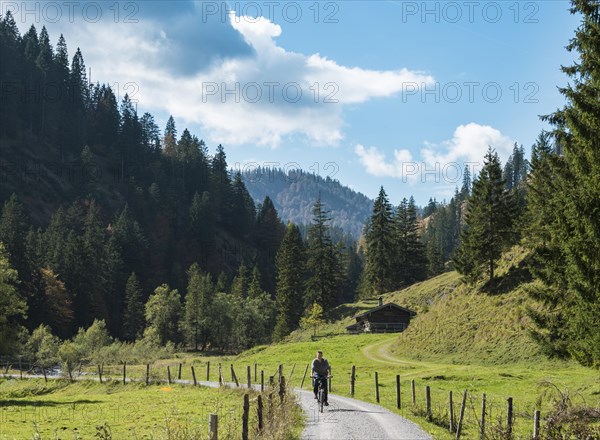 Young man riding a bicycle