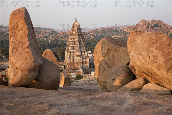 Granite rocks and Gopuram of the Virupaksha Temple