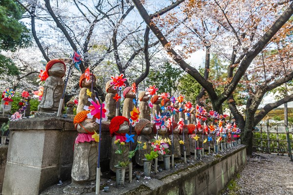 Jizo statues with red caps