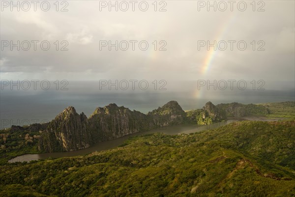 Rainbow over the Linderalique Rocks off the coast
