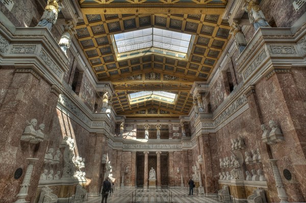 Walhalla Temple interior view to the loft with the caryatids and the busts