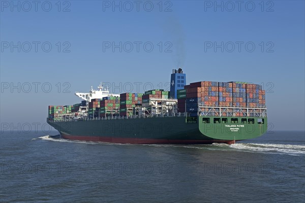 Container ship Thalassa Patris near Cuxhaven