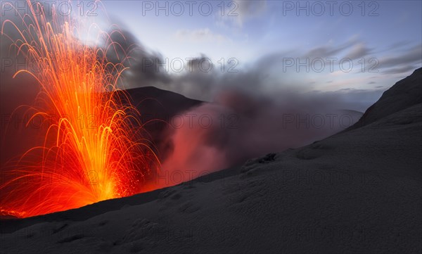 Eruption of Mount Yasur volcano