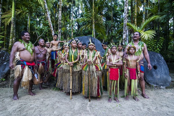 Traditionally dressed islanders