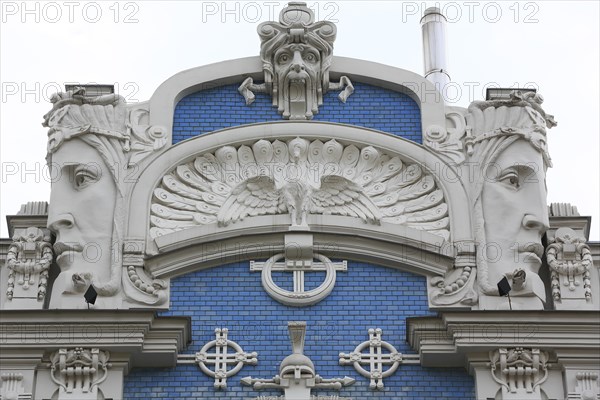 Art Nouveau facade of the house Eliza iela 10b or Elizabeth Street 10b