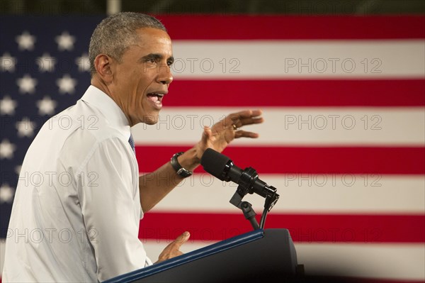 President Barack Obama speaks at Ford's Michigan Assembly Plant