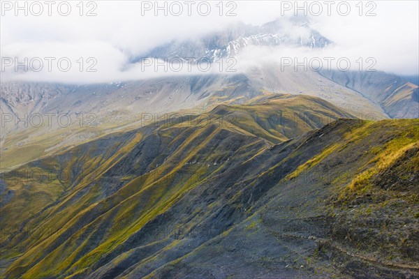 Pelvoux landscape with fog and clouds