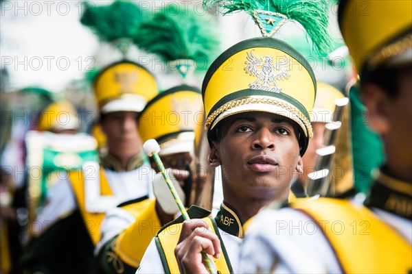 Member of a fanfare band during Brazil's civic parade