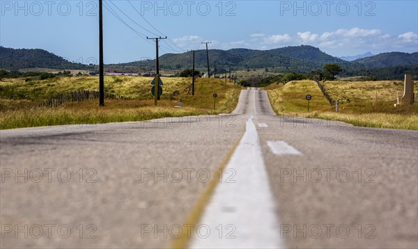 Country road with median strip