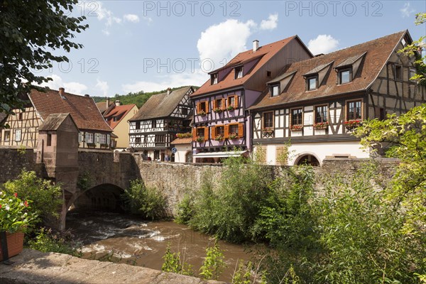 Half-timbered houses on the river Weiss