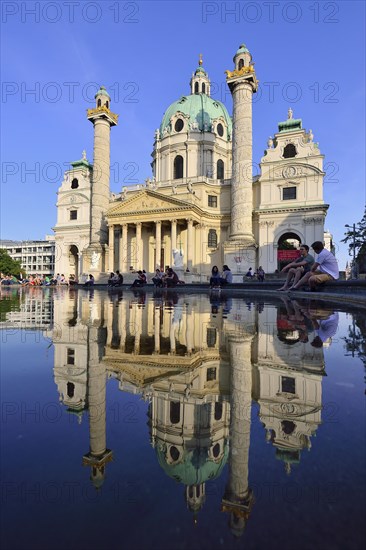 Baroque Karlskirche church designed by Johann Bernhard Fischer von Erlach