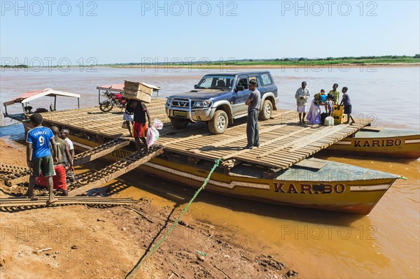 Four wheel drive car on a ferry