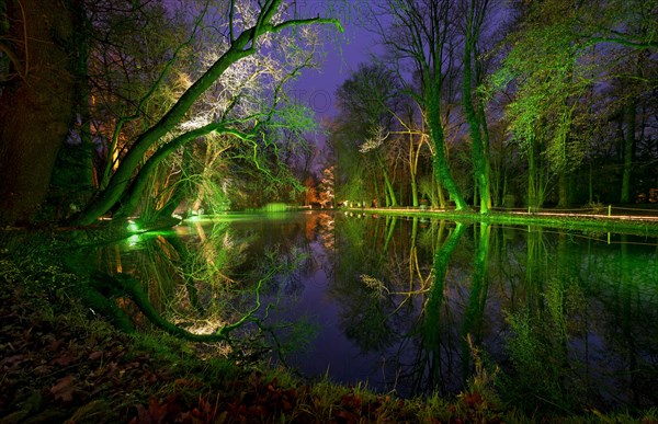 Coloured lights in the grounds of Schloss St. Emmeram Castle