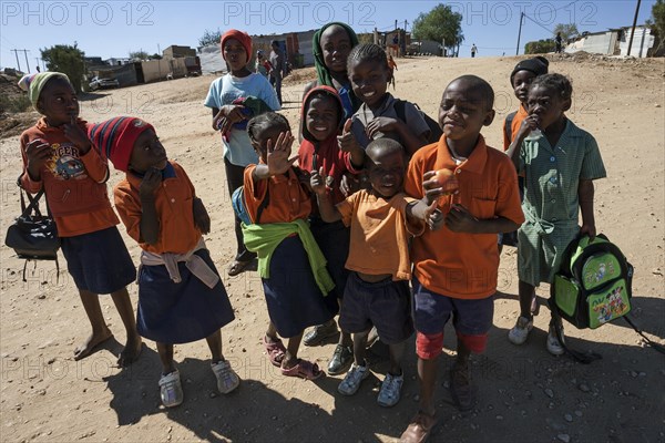 Local school children in school uniform