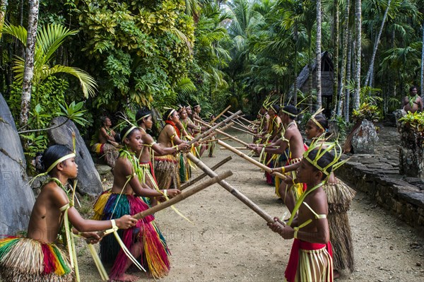 Stick dance performed by the tribal people of Yap Island