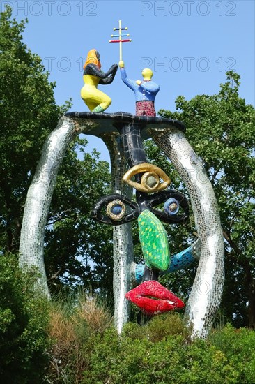 Colorful sculpture in the Giardino dei Tarocchi or Garden of the Tarot