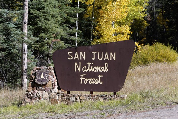 San Juan National Forest sign at Wolf Creek Pass