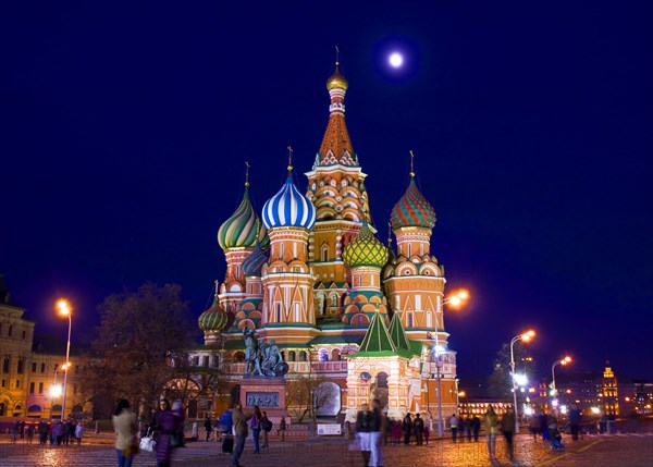 Saint Basil's Cathedral on Red Square at night