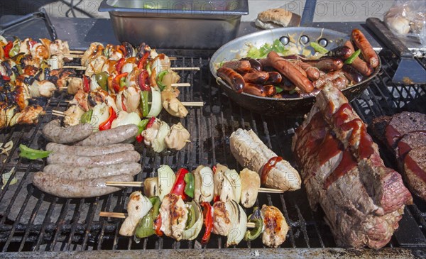 Food on the grill outside Mario's Restaurant