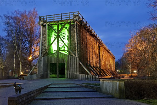 Illuminated salt works in the spa gardens