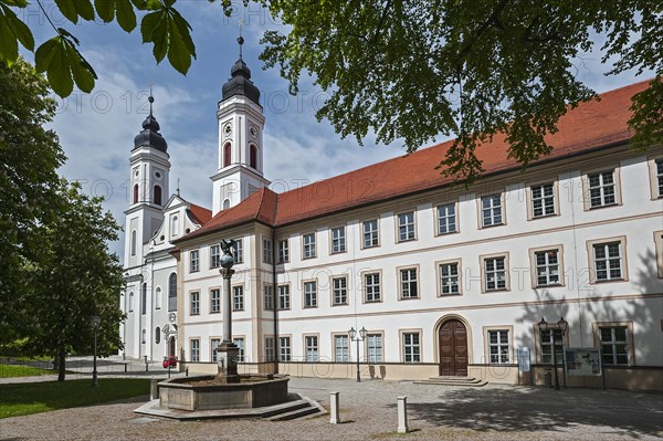 Fountain and Irsee Abbey