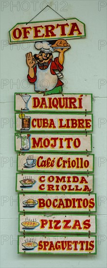 Menu card at a restaurant