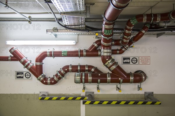 Water pipes in a garage