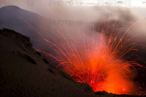 Eruption of Mount Yasur volcano