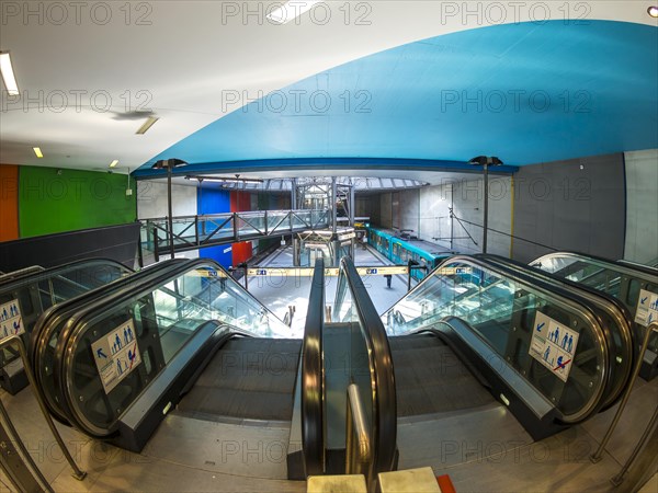 Modern metro station at the Messe Frankfurt exhibition hall