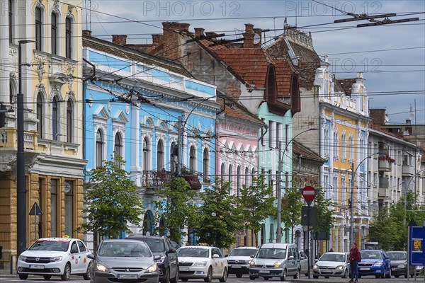 Colourfully restored house facades from the 19th century in the historic old town