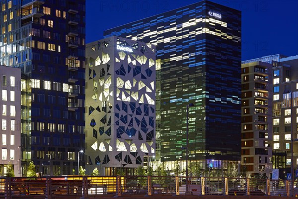 Barcode Project buildings at night