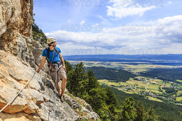 Climber on the Eichertsteig via ferrata