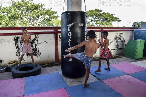 Children in martial arts training