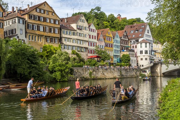 Punts on the Neckar River near Tubingen