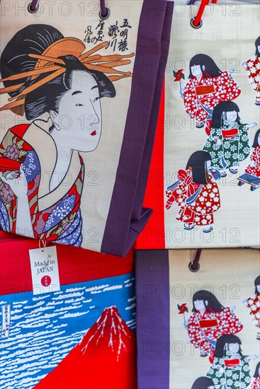 Bags painted with Japanese motifs