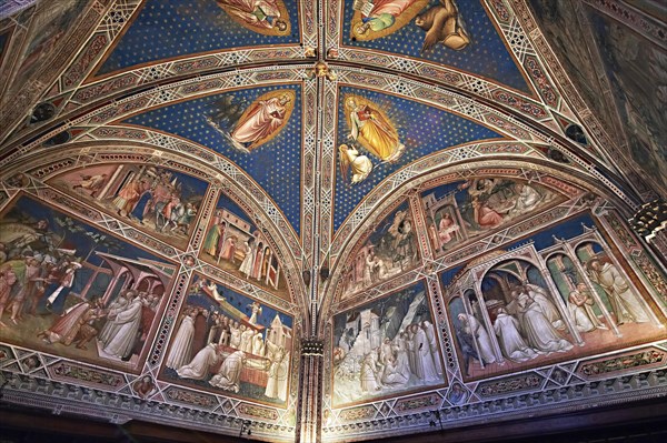 Frescoes in the Sacristy depicting the life of Saint Benedict dating from 1387 and commissioned by Benedetto degli Alberti