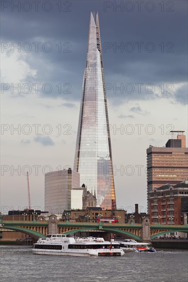 View over the River Thames on The Shard skyscraper by architect Renzo Piano