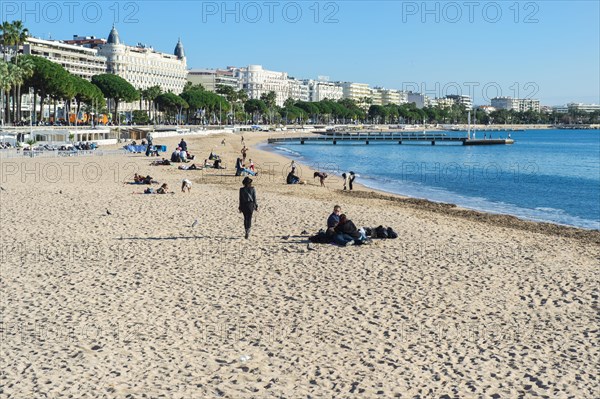 Cannes Beach in winter and La Croisette