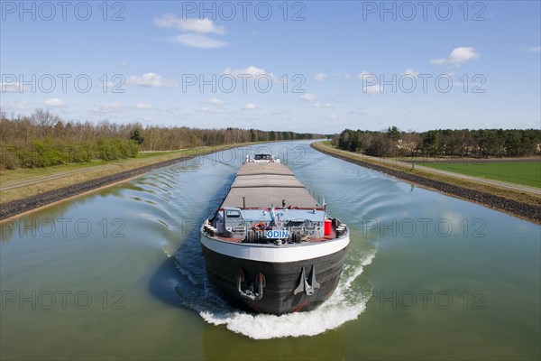 Cargo ship on the federal waterway Elbe Lateral Canal