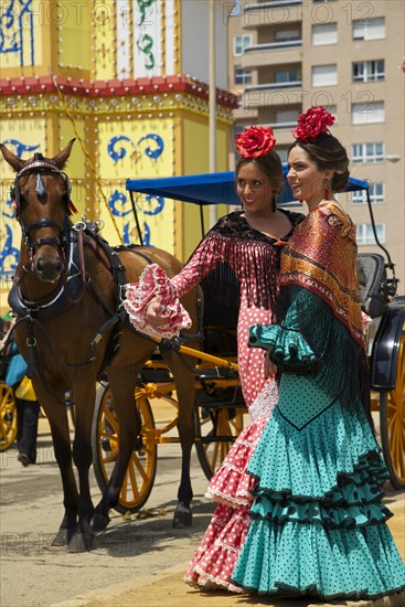 Flamenco dancers at the Feria de Abril